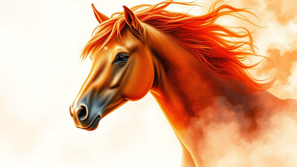 붉은 말띠 상징과 해석 (watercolor 스타일)